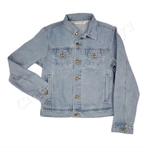 American Apparel Jean Jacket Light Wash Denim Long Sleeve Unisex OVERSIZED XS